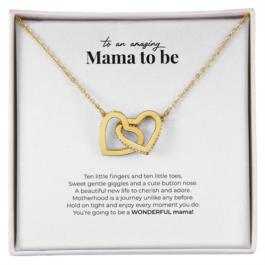 TO AN AMAZING MAMA TO BE NECKLACE (w/ INTERLOCKING HEARTS)