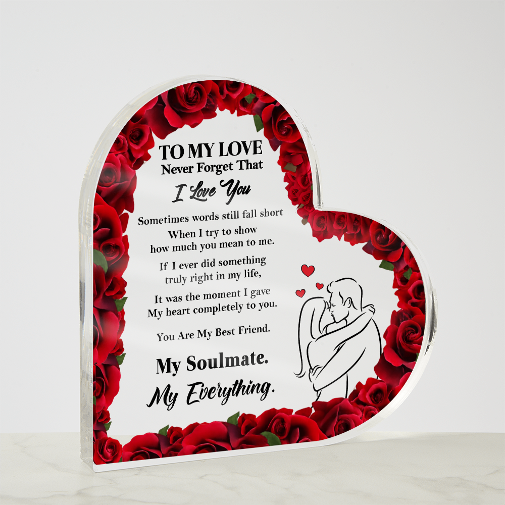 TO MY SOULMATE ACRYLIC HEART SHAPED PLAQUE