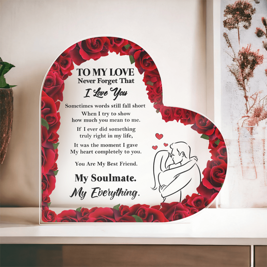 TO MY SOULMATE ACRYLIC HEART SHAPED PLAQUE
