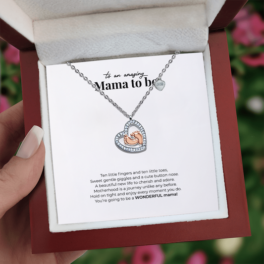 TO AN AMAZING MAMA TO BE (BABY FEET / HEART NECKLACE)