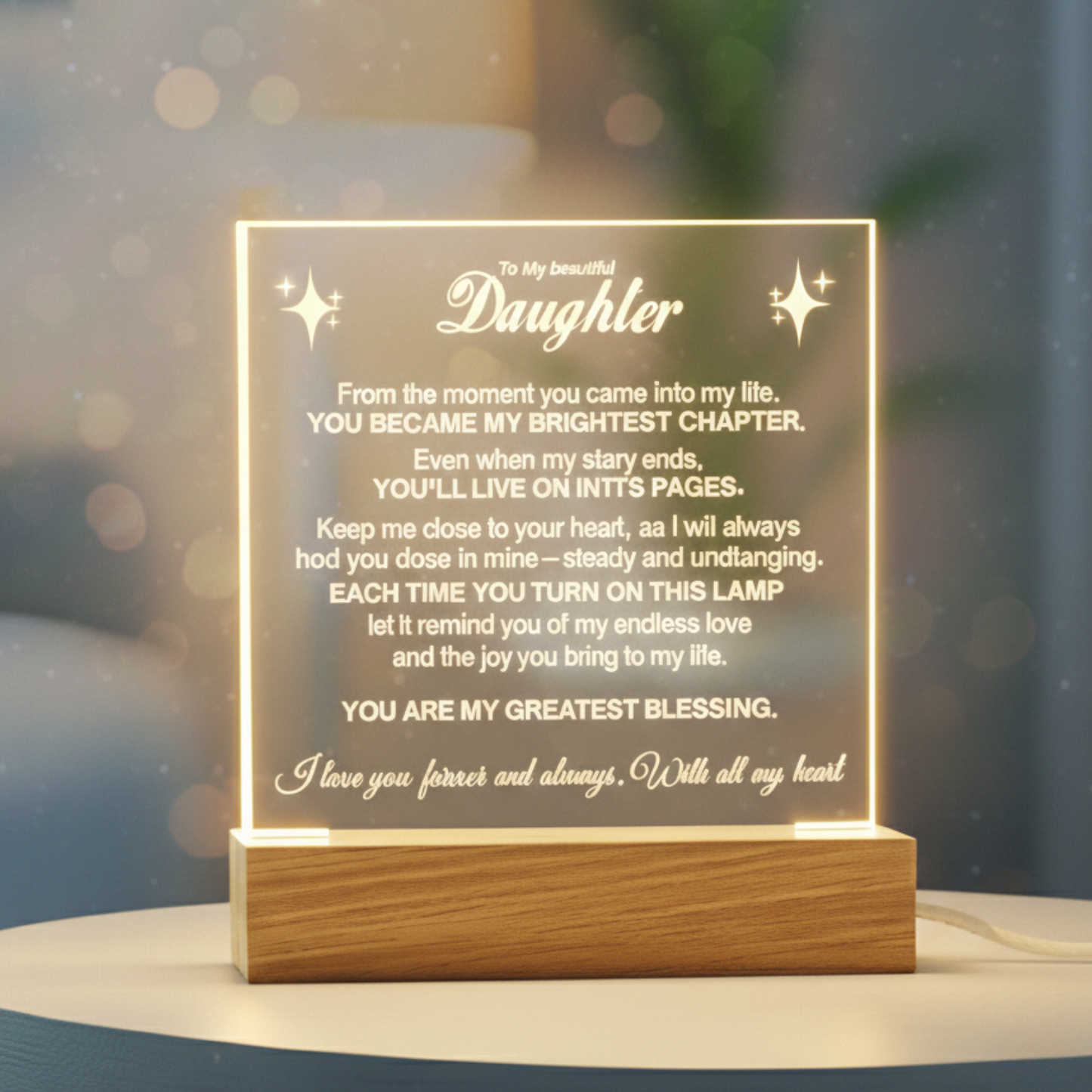 TO MY BEAUTIFUL DAUGHTER ACRYLIC PLAQUE