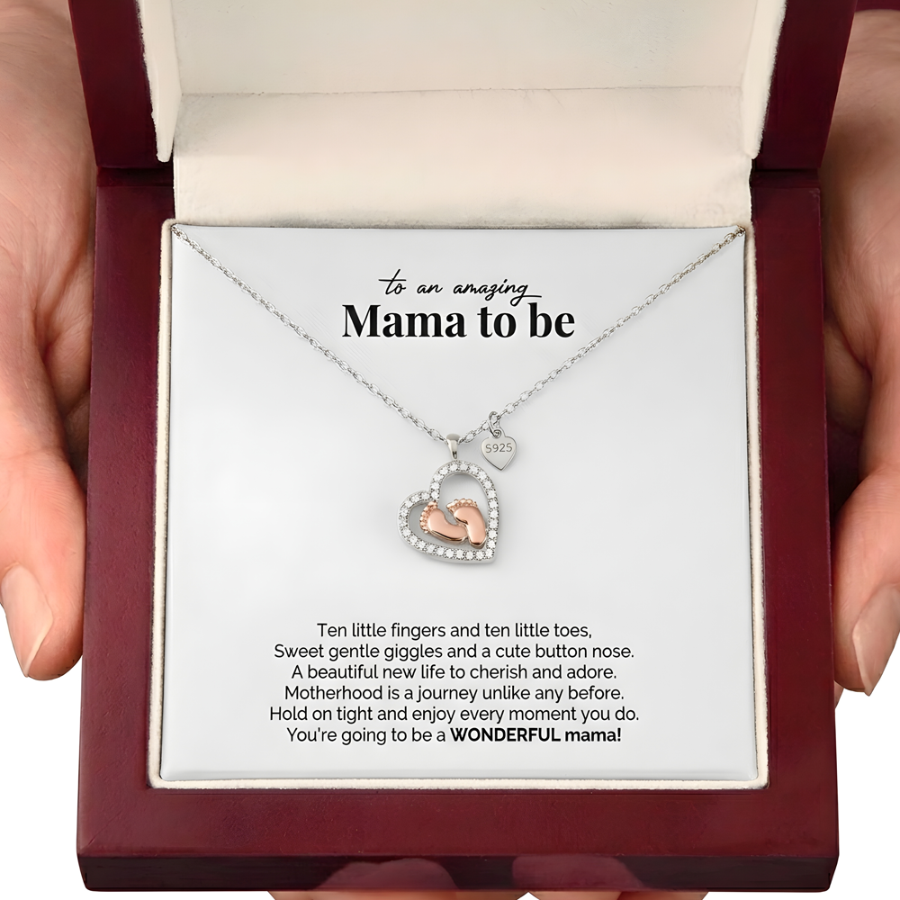 TO AN AMAZING MAMA TO BE (BABY FEET / HEART NECKLACE)