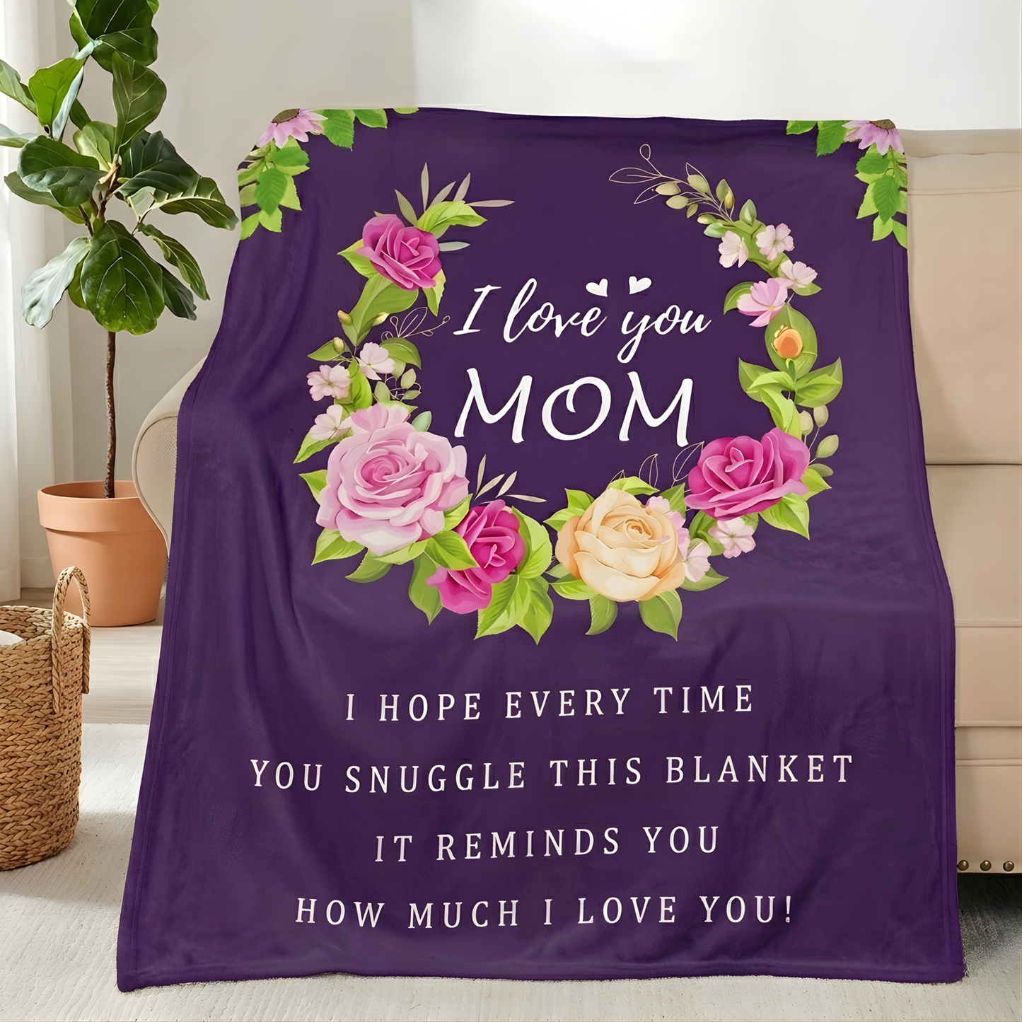 I LOVE YOU MOM (Plush Fleece Blanket)