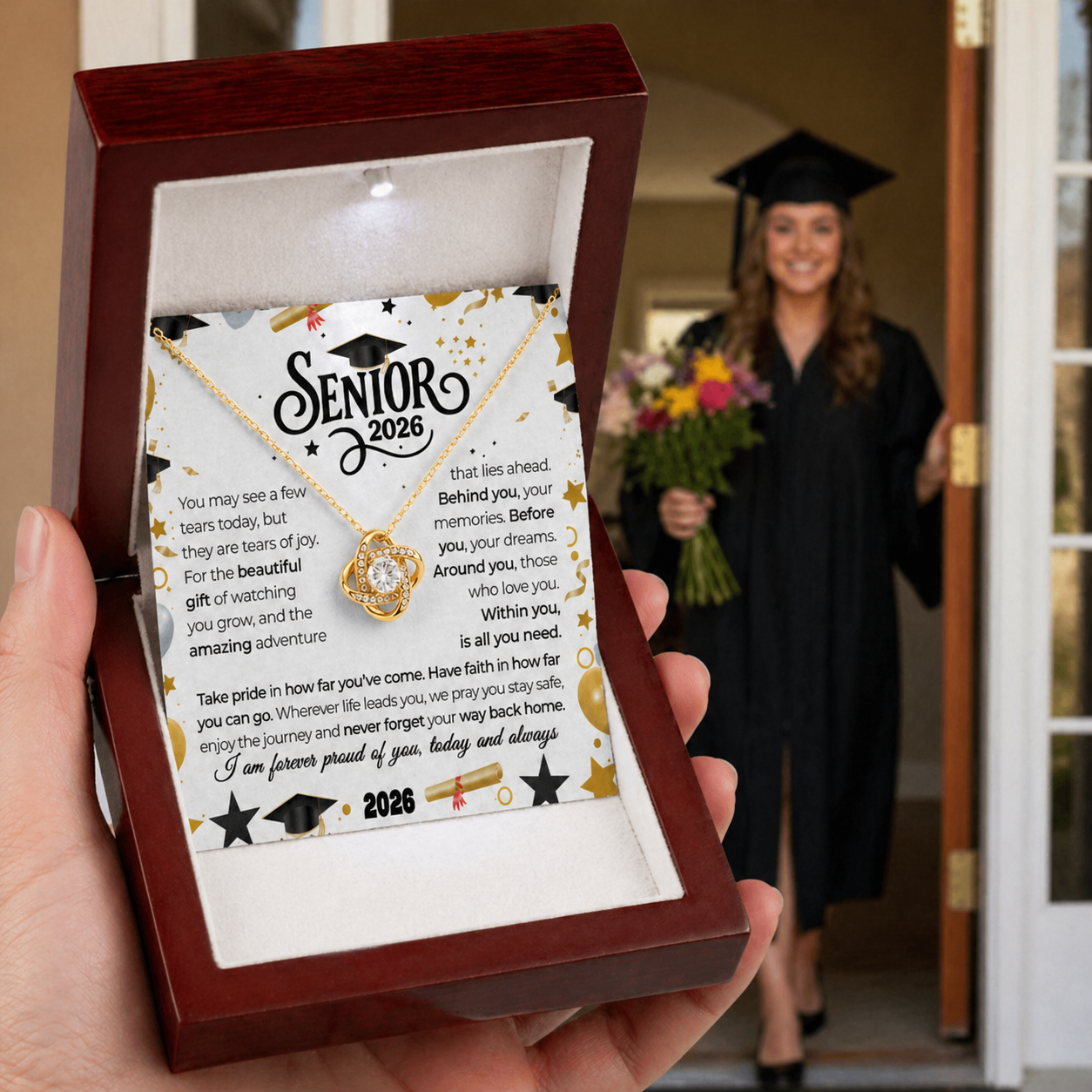 GRADUATION - LOVE KNOT NECKLACE - I AM FOREVER PROUD OF YOU