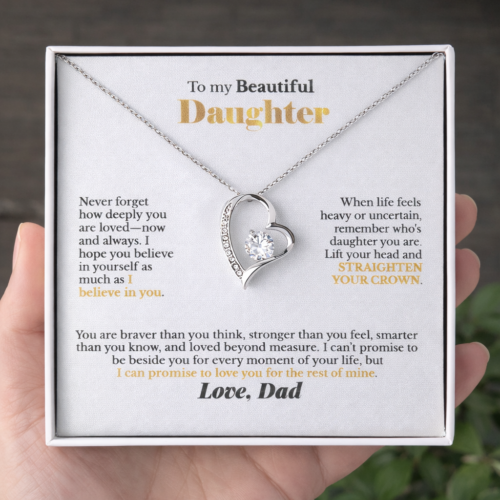 To My Beautiful Daughter Heart Necklace, From Dad
