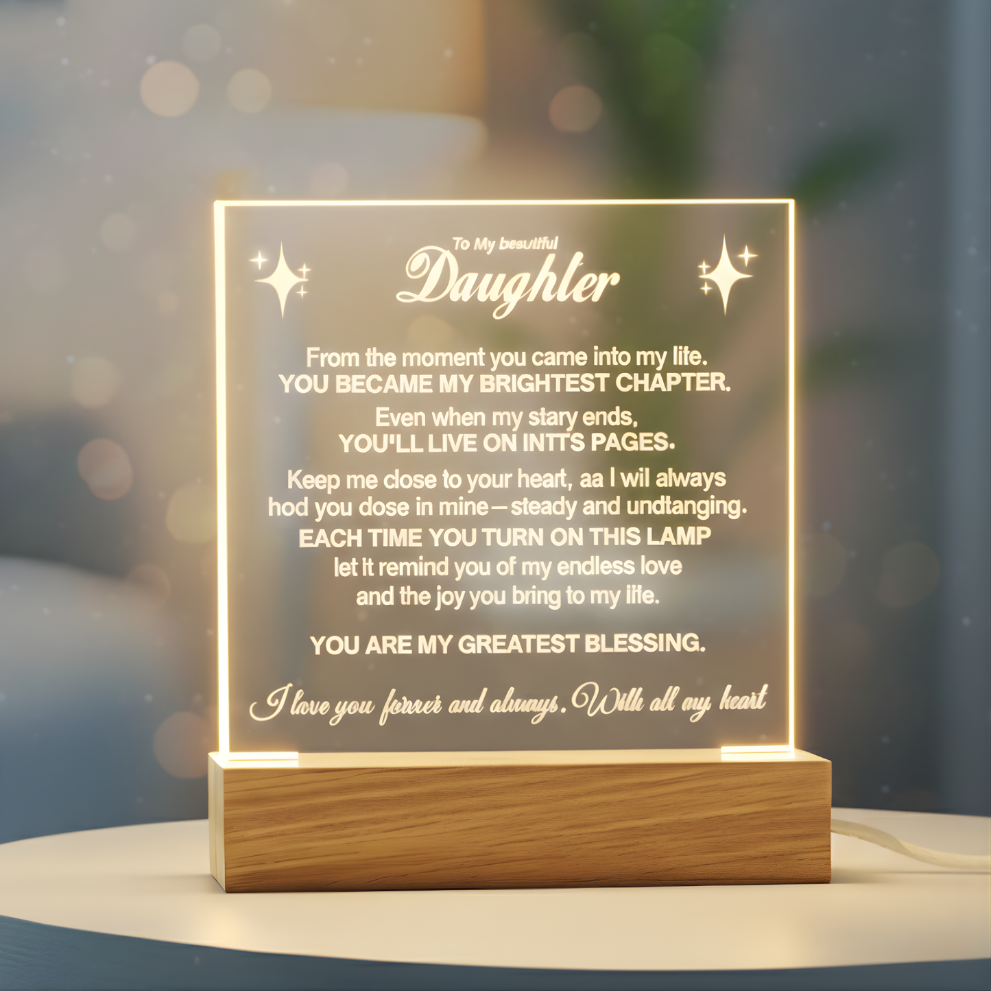 TO MY BEAUTIFUL DAUGHTER ACRYLIC PLAQUE
