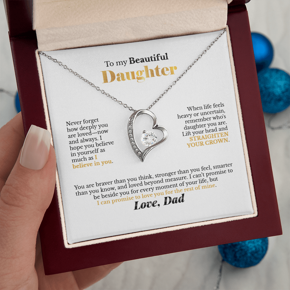 To My Beautiful Daughter Heart Necklace, From Dad