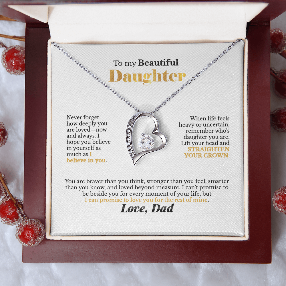 To My Beautiful Daughter Heart Necklace, From Dad