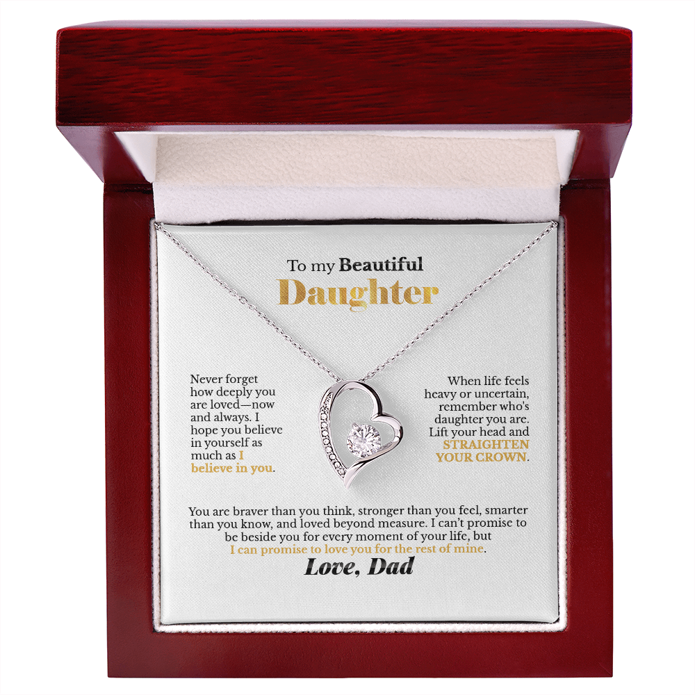 To My Beautiful Daughter Heart Necklace, From Dad
