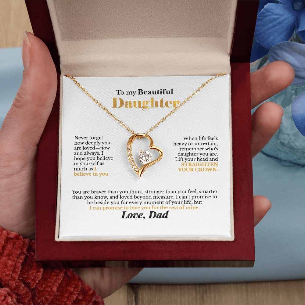 To My Beautiful Daughter Heart Necklace, From Dad