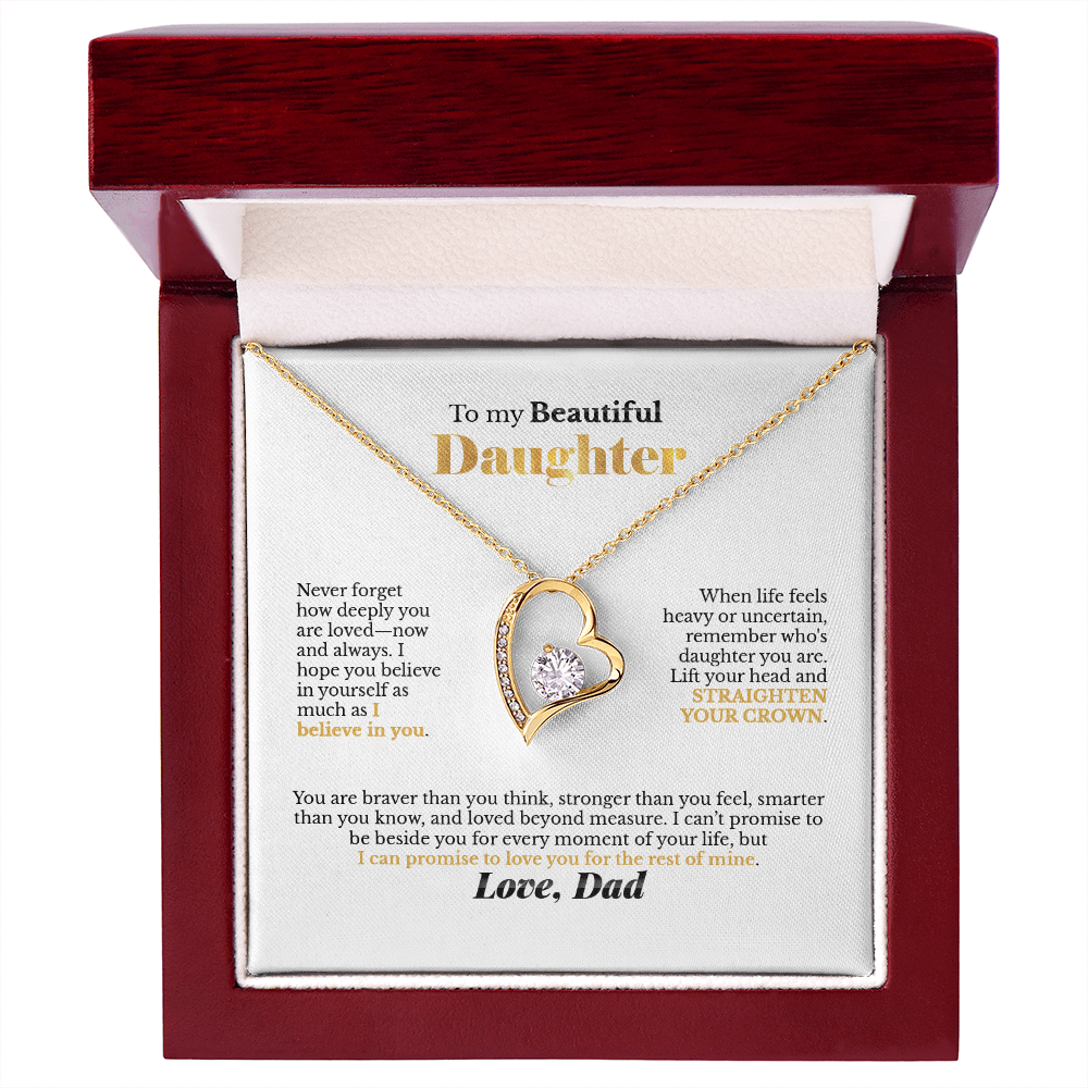 To My Beautiful Daughter Heart Necklace, From Dad
