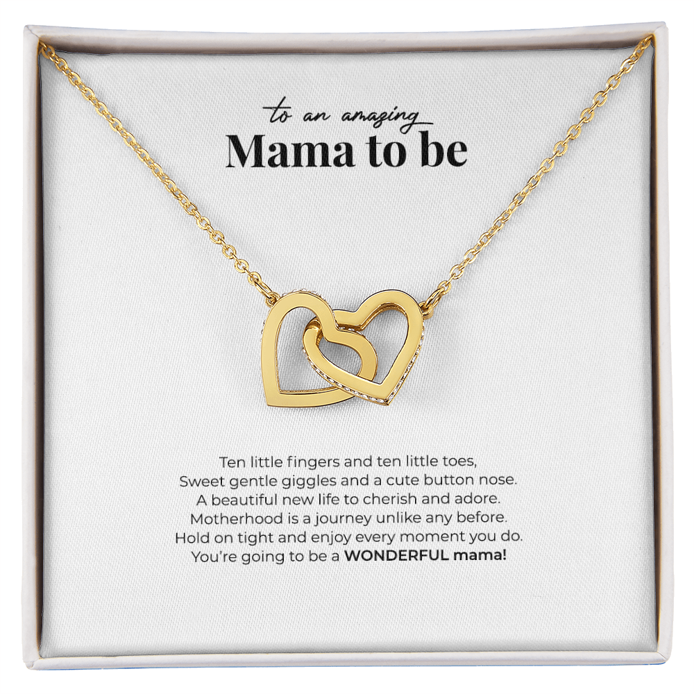 TO AN AMAZING MAMA TO BE NECKLACE (w/ INTERLOCKING HEARTS)