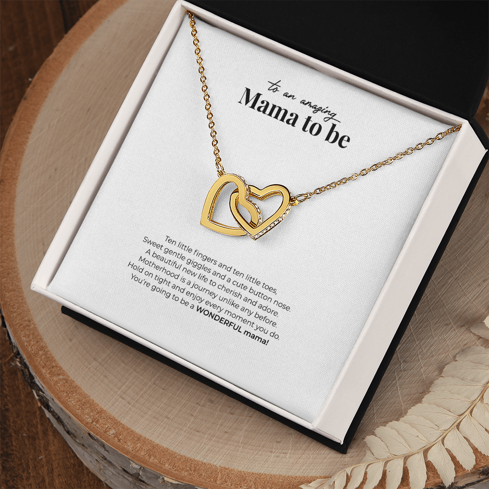 TO AN AMAZING MAMA TO BE NECKLACE (w/ INTERLOCKING HEARTS)