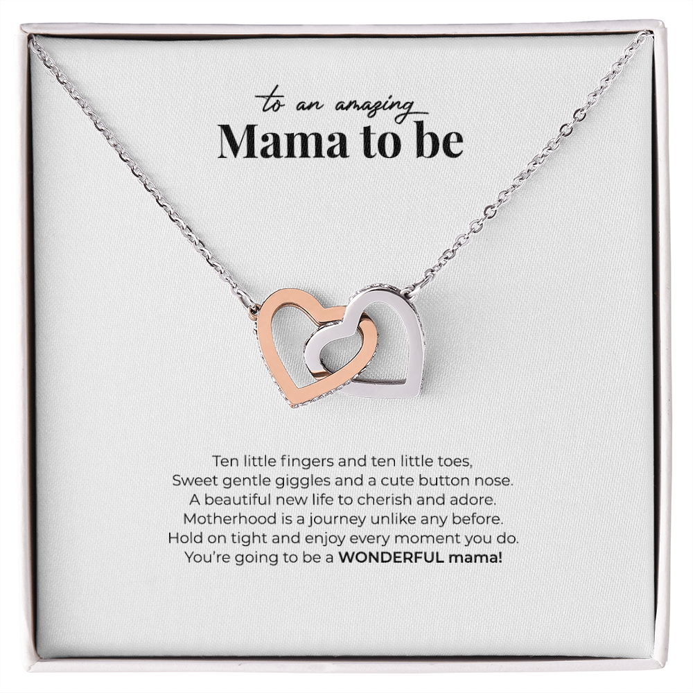 TO AN AMAZING MAMA TO BE NECKLACE (w/ INTERLOCKING HEARTS)