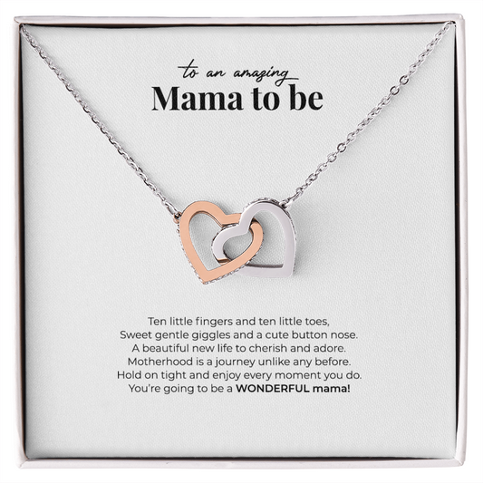 TO AN AMAZING MAMA TO BE NECKLACE (w/ INTERLOCKING HEARTS)