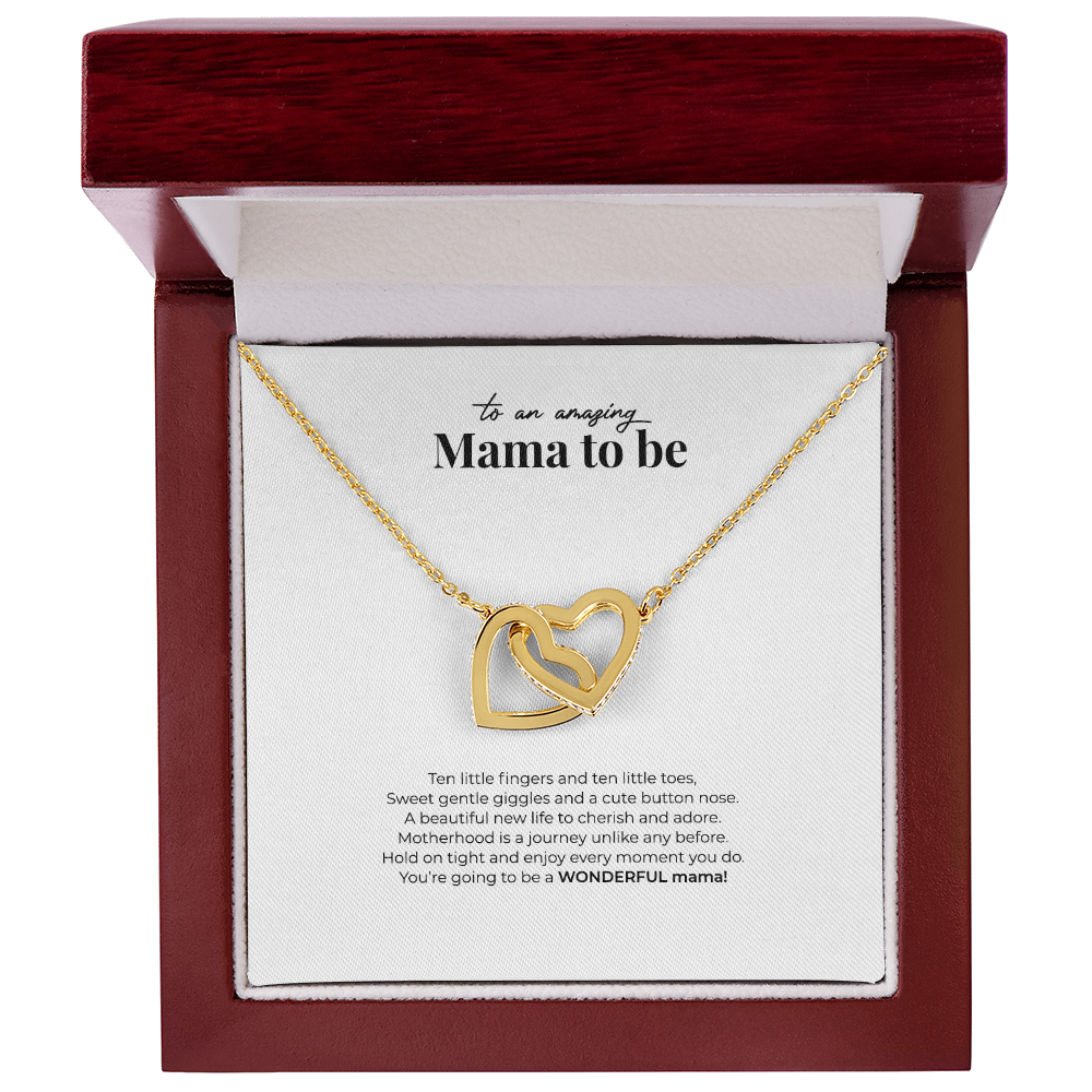 TO AN AMAZING MAMA TO BE NECKLACE (w/ INTERLOCKING HEARTS)