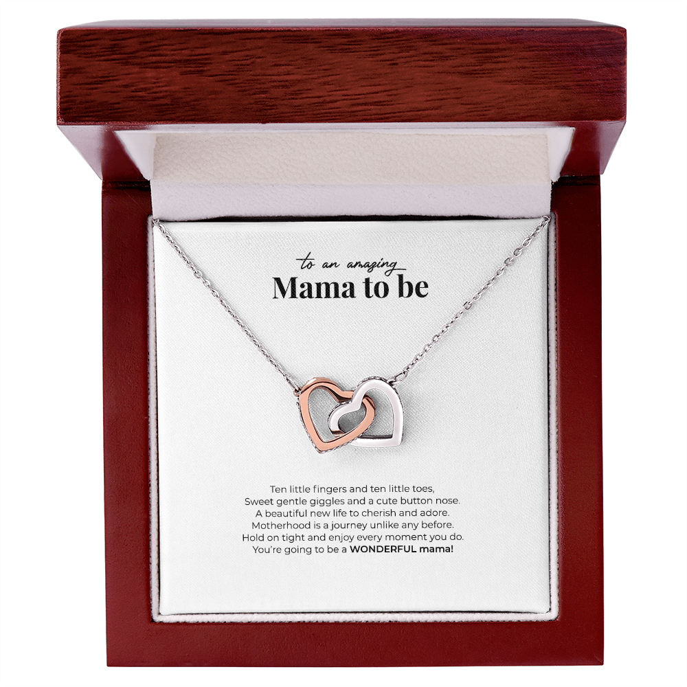TO AN AMAZING MAMA TO BE NECKLACE (w/ INTERLOCKING HEARTS)