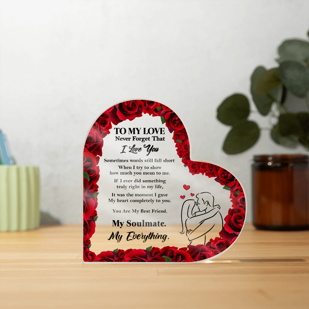 TO MY SOULMATE ACRYLIC HEART SHAPED PLAQUE