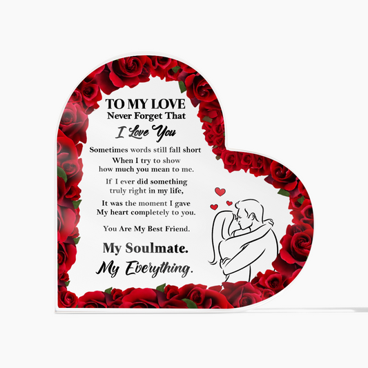 TO MY SOULMATE ACRYLIC HEART SHAPED PLAQUE