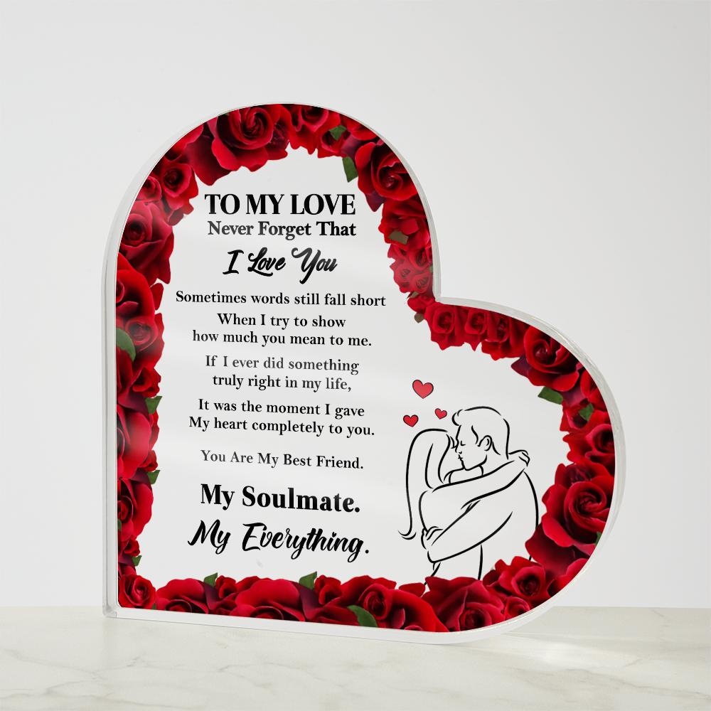 TO MY SOULMATE ACRYLIC HEART SHAPED PLAQUE
