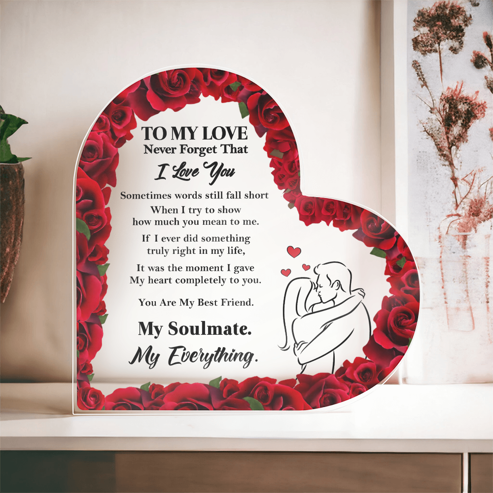 TO MY SOULMATE ACRYLIC HEART SHAPED PLAQUE