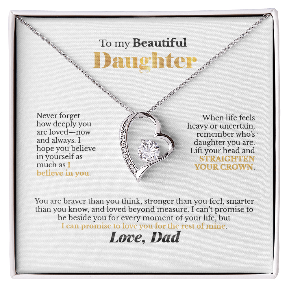 To My Beautiful Daughter Heart Necklace, From Dad