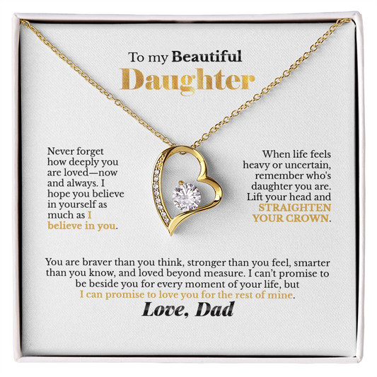 To My Beautiful Daughter Heart Necklace, From Dad