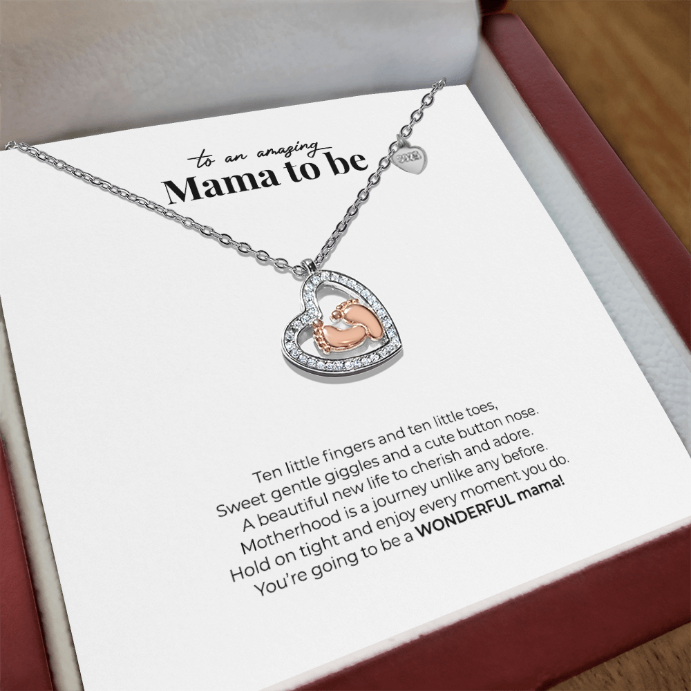 TO AN AMAZING MAMA TO BE (BABY FEET / HEART NECKLACE)