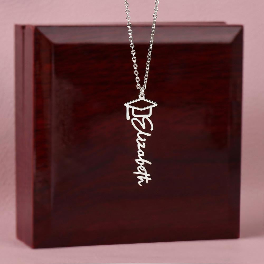 GRADUATION CAP NAME NECKLACE w/ LOVE FROM DAD